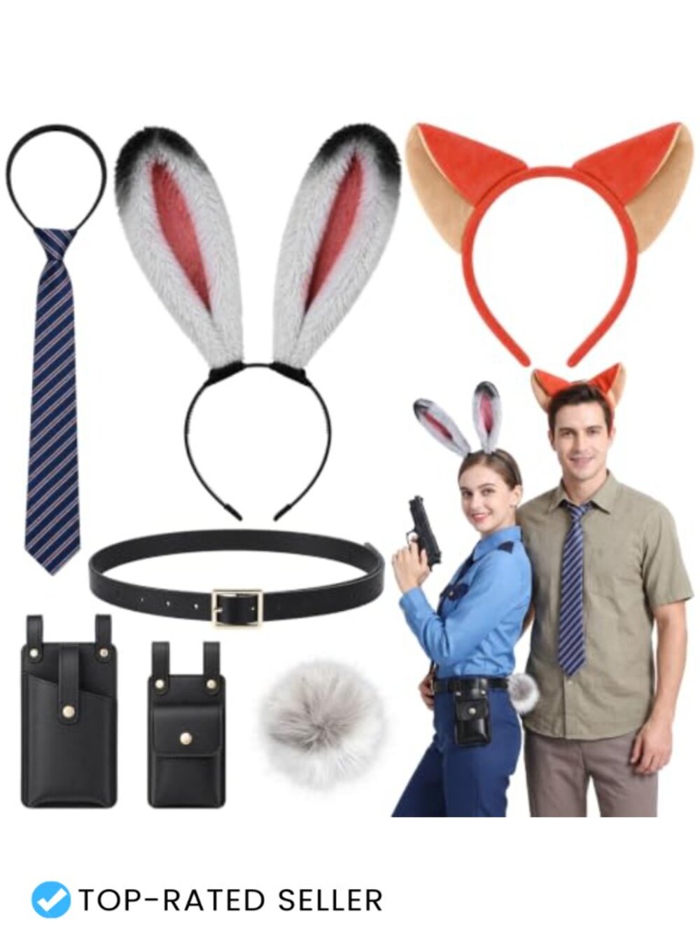 Bunny Fox Ears Headband Set Halloween Costume Accessories Plush Polyester